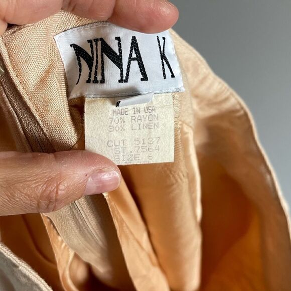 VTG Nina K Linen Blend Pencil Mini Skirt || SZ 6 - Picture 4 of 9